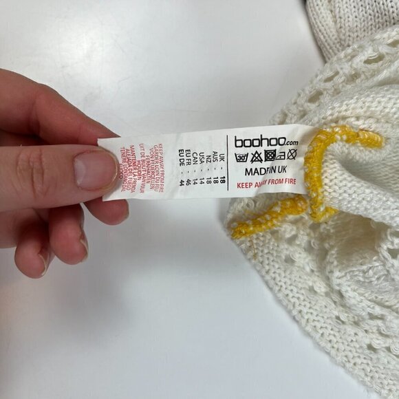 boohoo women knitted crop cami top yellow, white black size 14 - Picture 8 of 9